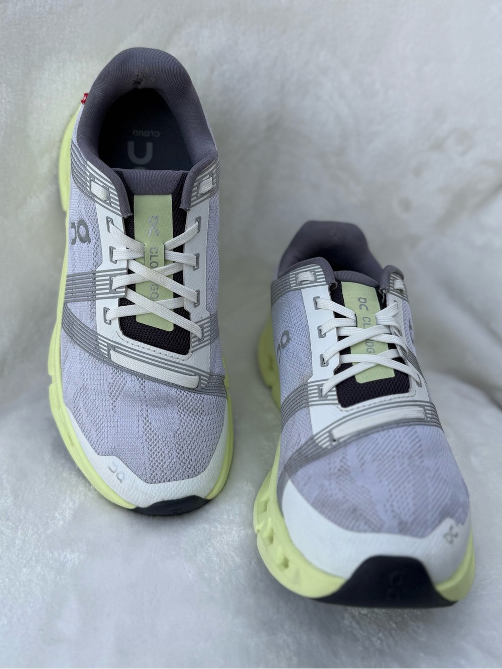 On Running Women's Athletic Shoes in Light Gray, Lime